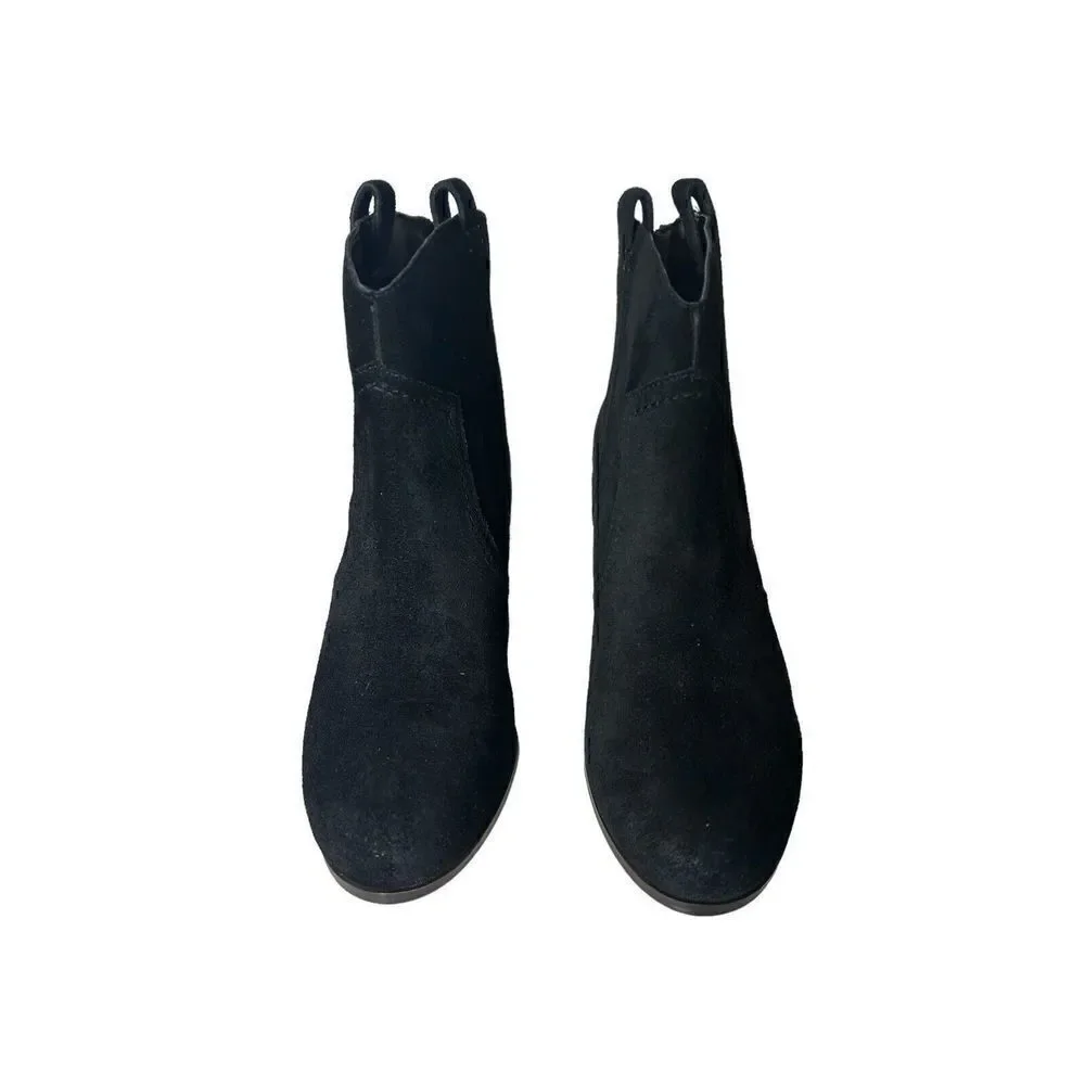 Sam Edelman Leather Suede Heeled Booties Ankle Boot Womens Size 8.5 Black